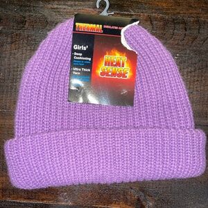 Heat Sense Girls Kids Purple Insulated Beanie Cap Hat Thick‎ Knit Stocking Hat